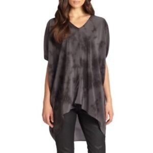 Eileen Fisher Charcoal Tie-Dye V-Neck Tunic